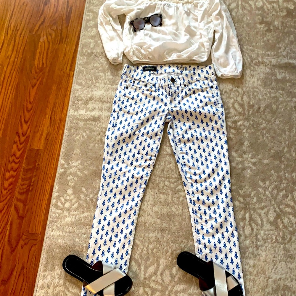 JCrew white patterned jeans